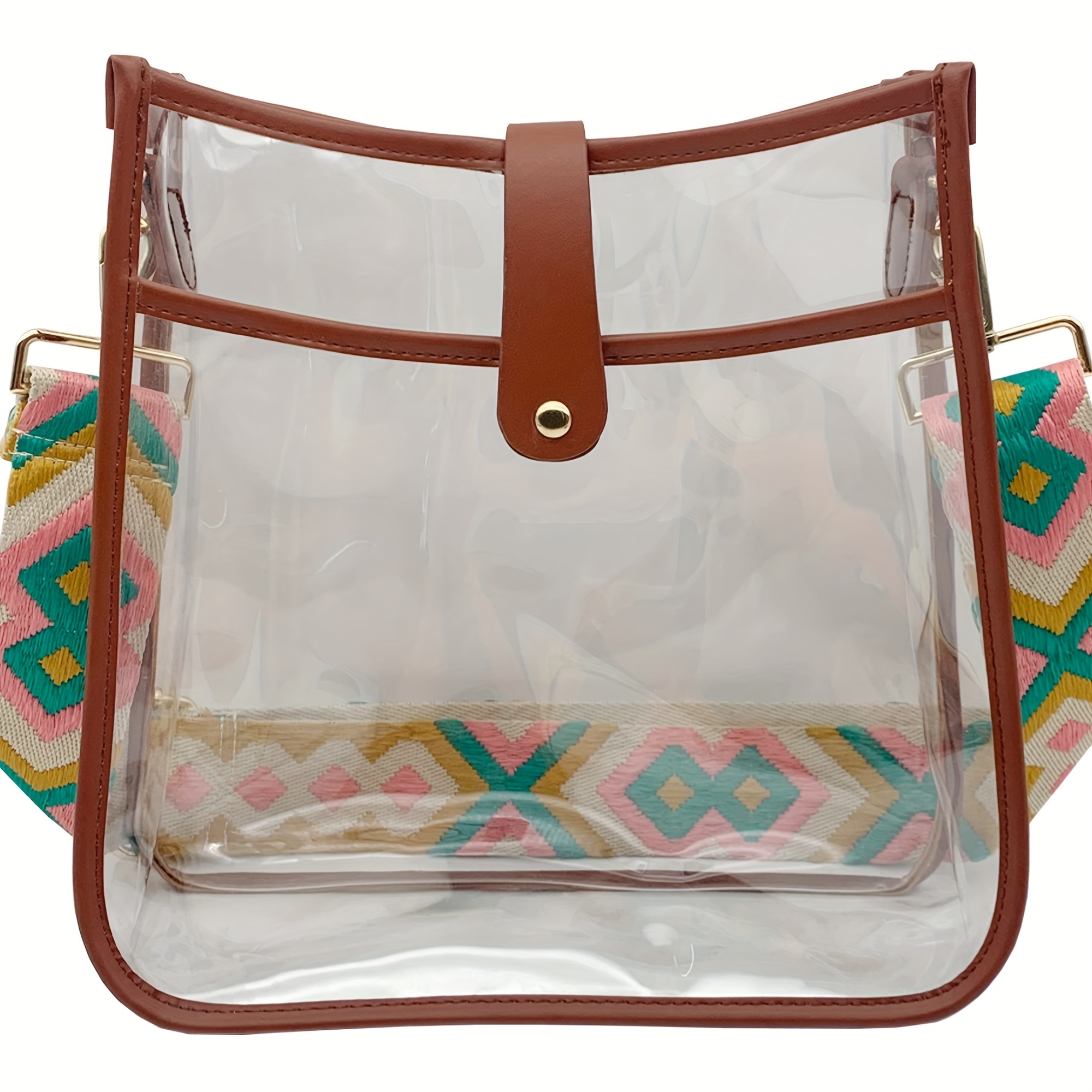 Bolso transparente de moda con asa superior, bolso de hombro aprobado para  estadios, bolsa transparente de plástico de PVC, bolsa de trabajo