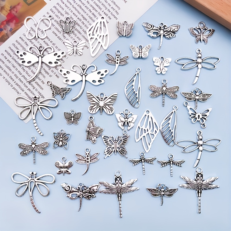 Jewelry Making Silver Charms Mixed Butterfly Dragonfly Metal - Temu