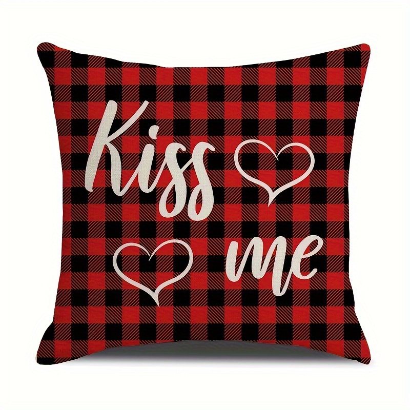 Valentines Day Pillow Covers, Red Buffalo Plaid Check Decor Valentines Day  Gifts Decorative Throw Pillow Covers Farmhouse Linen Cushion Case For Home  Wedding Outdoor Indoor Decor (pillow Insert Not Included) - Temu