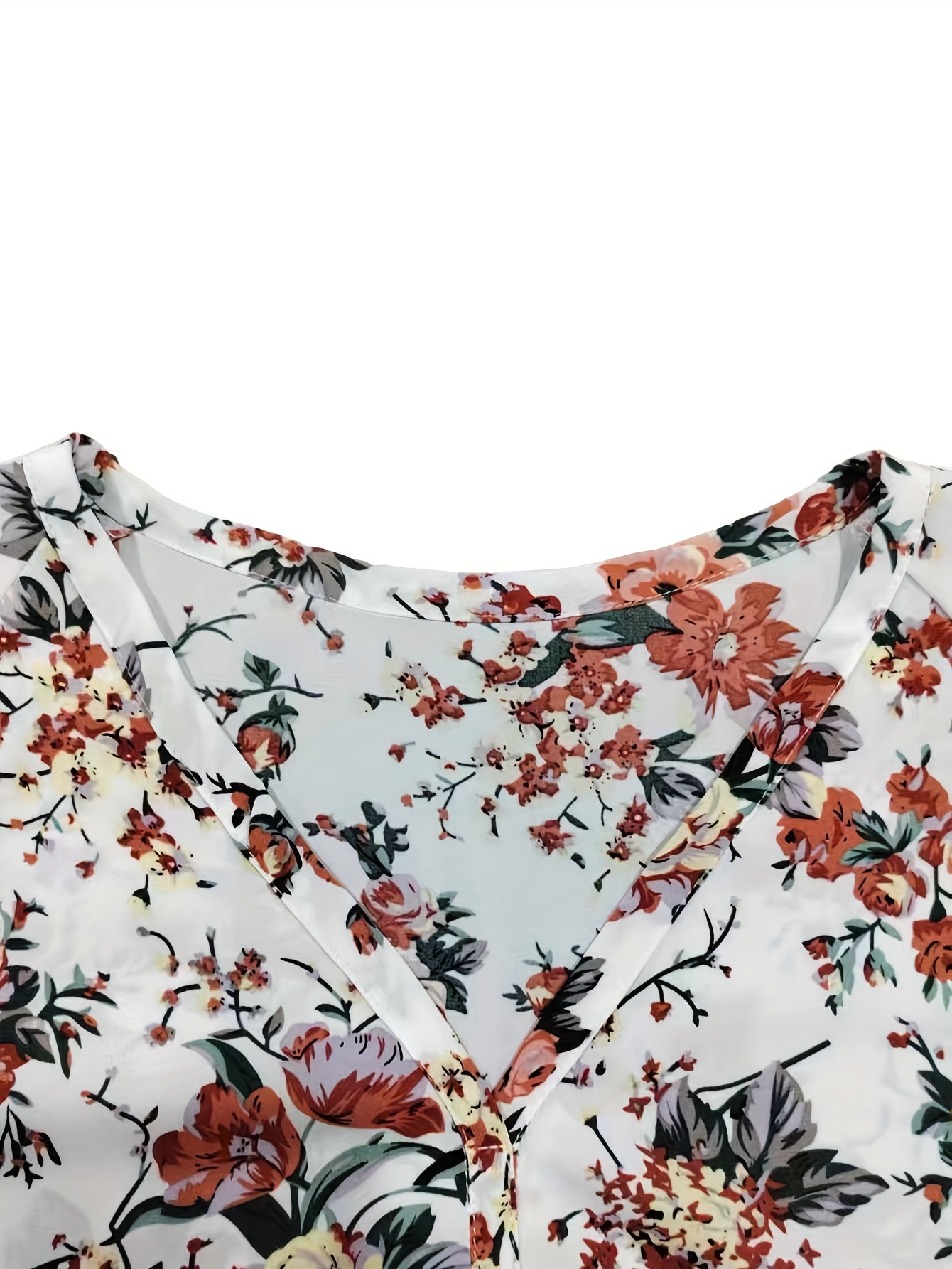 Mulheres Elegante Decote em V Petal Manga Estampada Camisa, Blusa