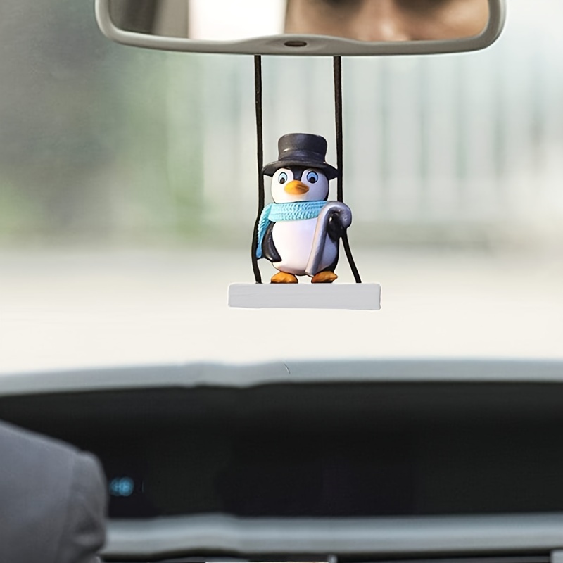 Cute Swinging Penguin Pendant Car Rearview Mirror Hanging