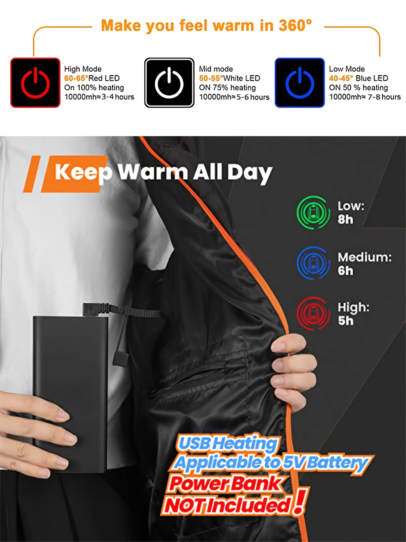 Acheter Gilet chauffant pour hommes femmes gilet chauffant électrique  d'hiver 9 zones veste chauffante lavable avec 3