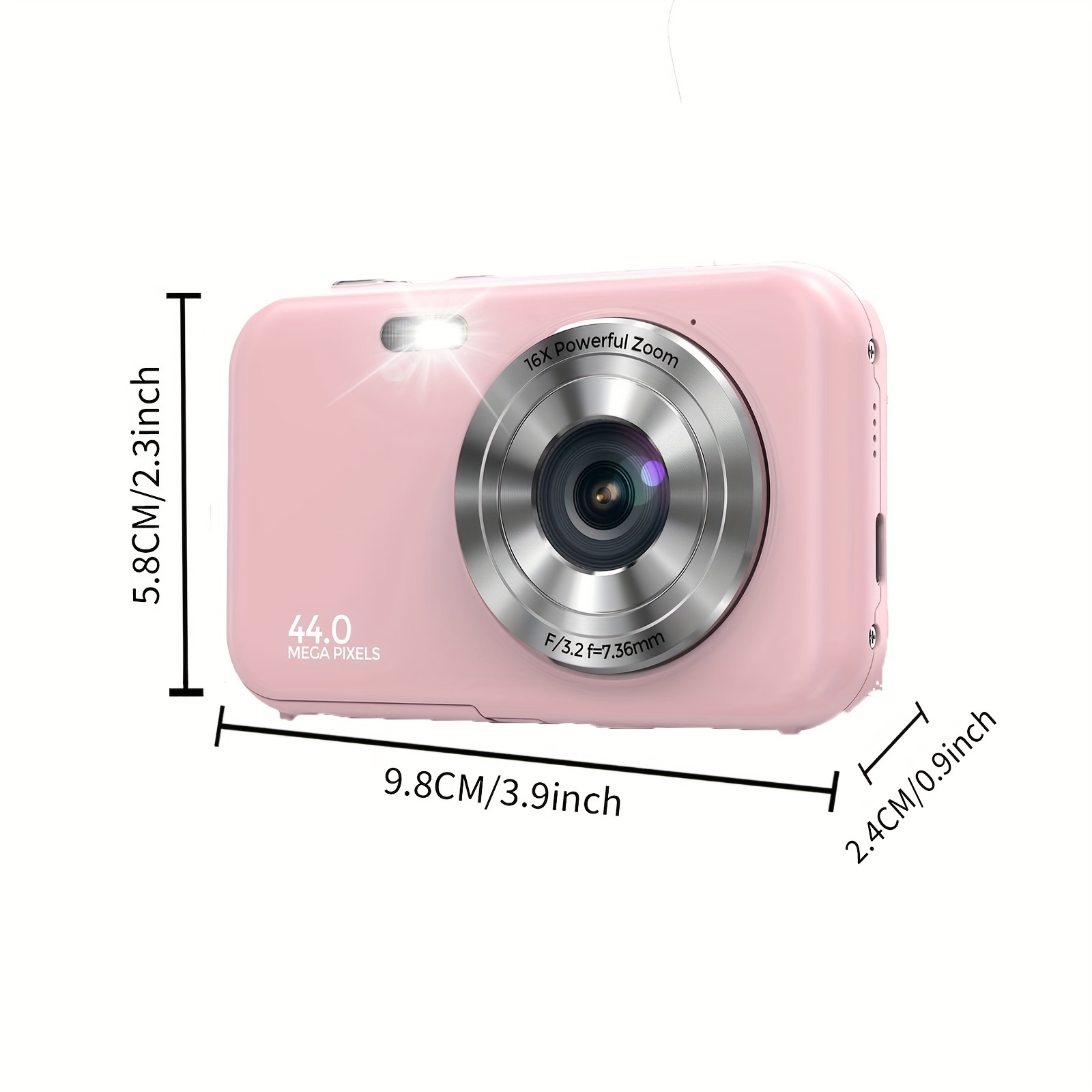 2.4'' Digital Camera HD 1080P 44MP LCD Display Screen 16X Zoom Anti-Shake  Pink