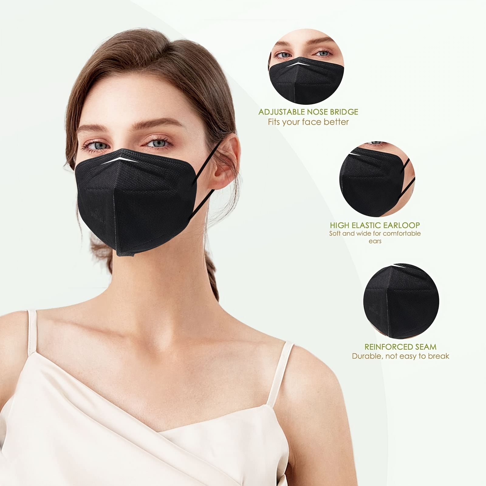 KN95 Face Masks for Adults Men Women Black 5 Ply Mask 30PCS