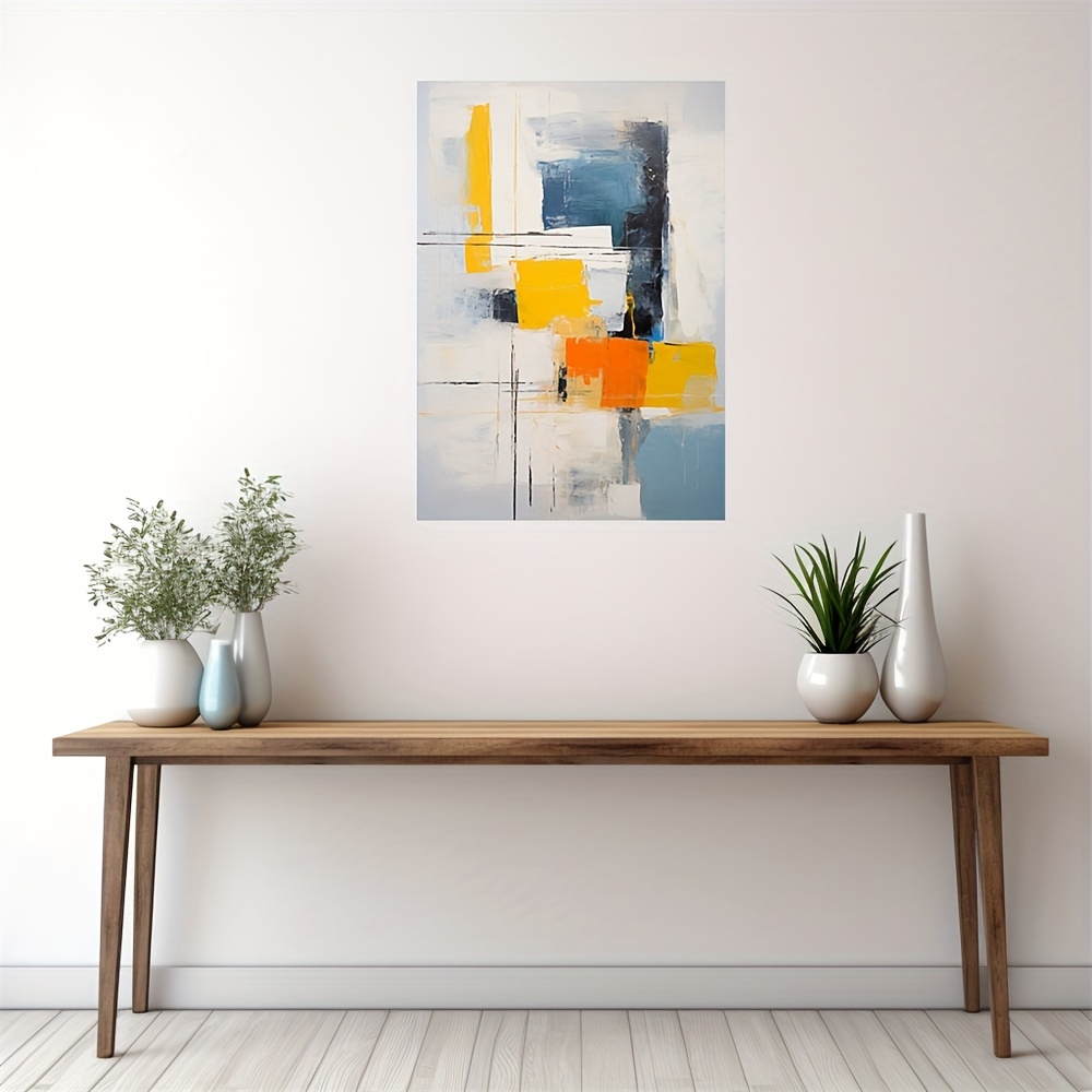 Navy and Orange Wall Art Color Block Art 