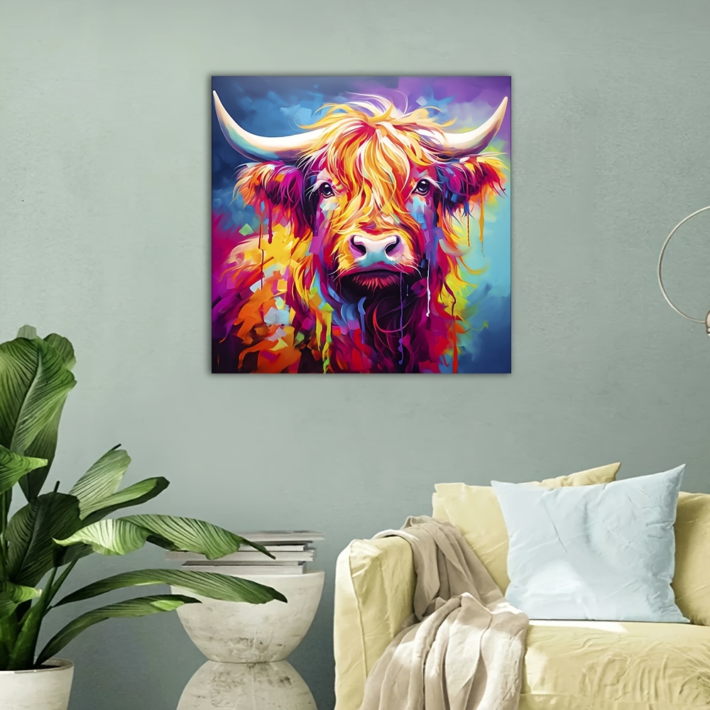 Diy Paint by Numbers for Adults Beginner-Colorful Highland Cow