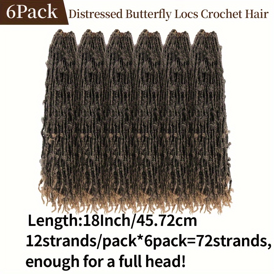 Butterfly Locs Crochet Hair 24Inch Distressed Locs Messy Crochet Braid  14Inch Curly Hair Soft Locs Black Brown Braiding Hair 18 From 5,23 €