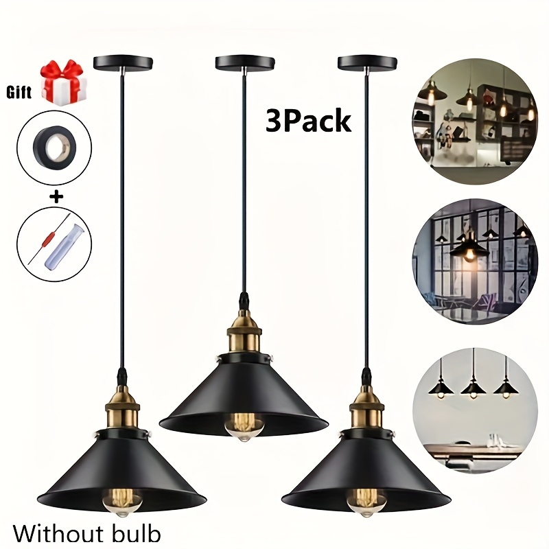 

3-piece Set Industrial Pendant Lamp, Base E26 E27 Pendant Lamp, Also Comes With A Screwdriver And Electric Tape As A Gift (without Bulb)
