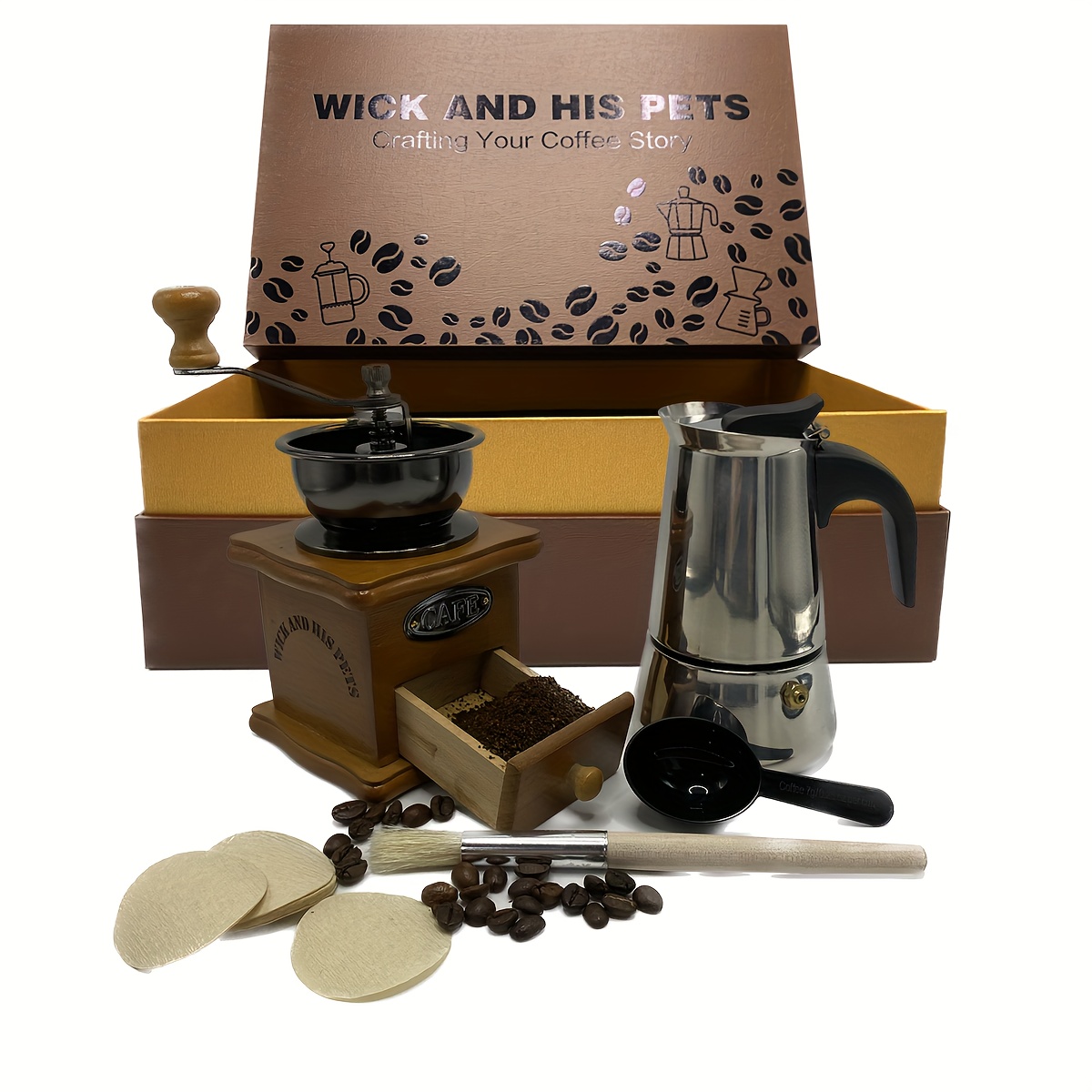 Promote The Art Of Coffee, Stovetop Espresso Vintage Wooden Manual