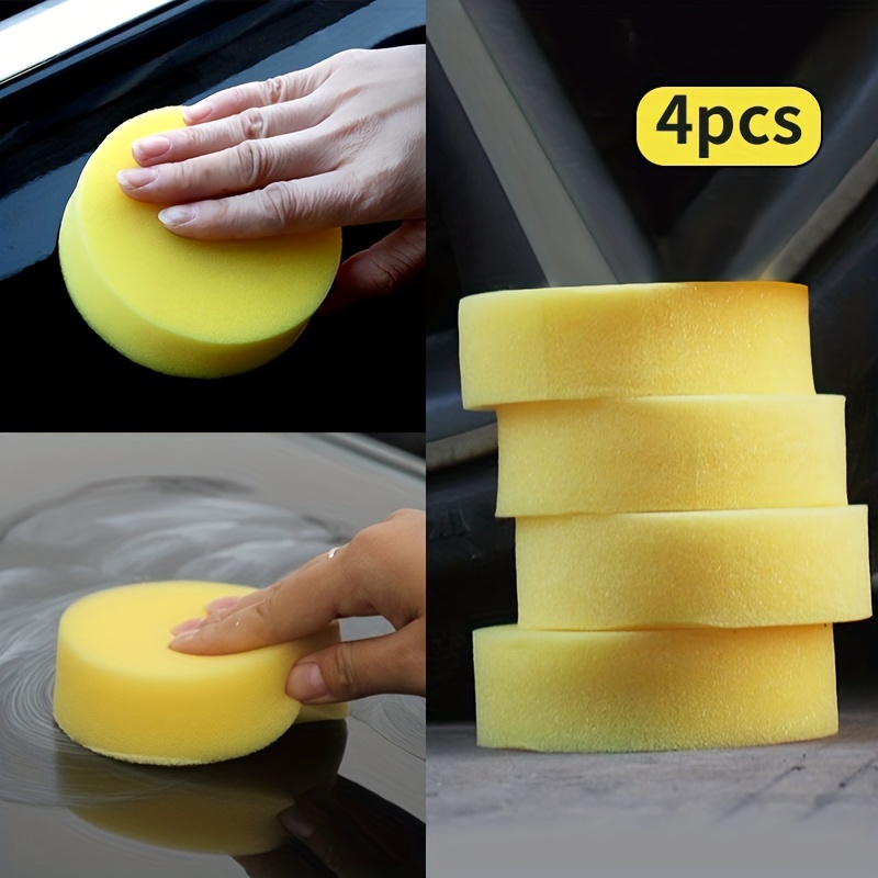 esponjas de cera redondo coche pulido esponja coche cera esponjas aplicador  almohadillas para limpiar coche limpiador herramientas de cuidado de vidrio  amarillo