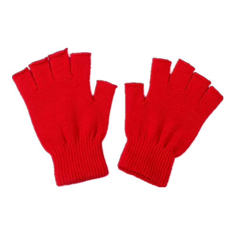 DOVORTEX - Guantes sin dedos para hombres y mujeres, guantes de punto de  invierno sin dedos térmicos