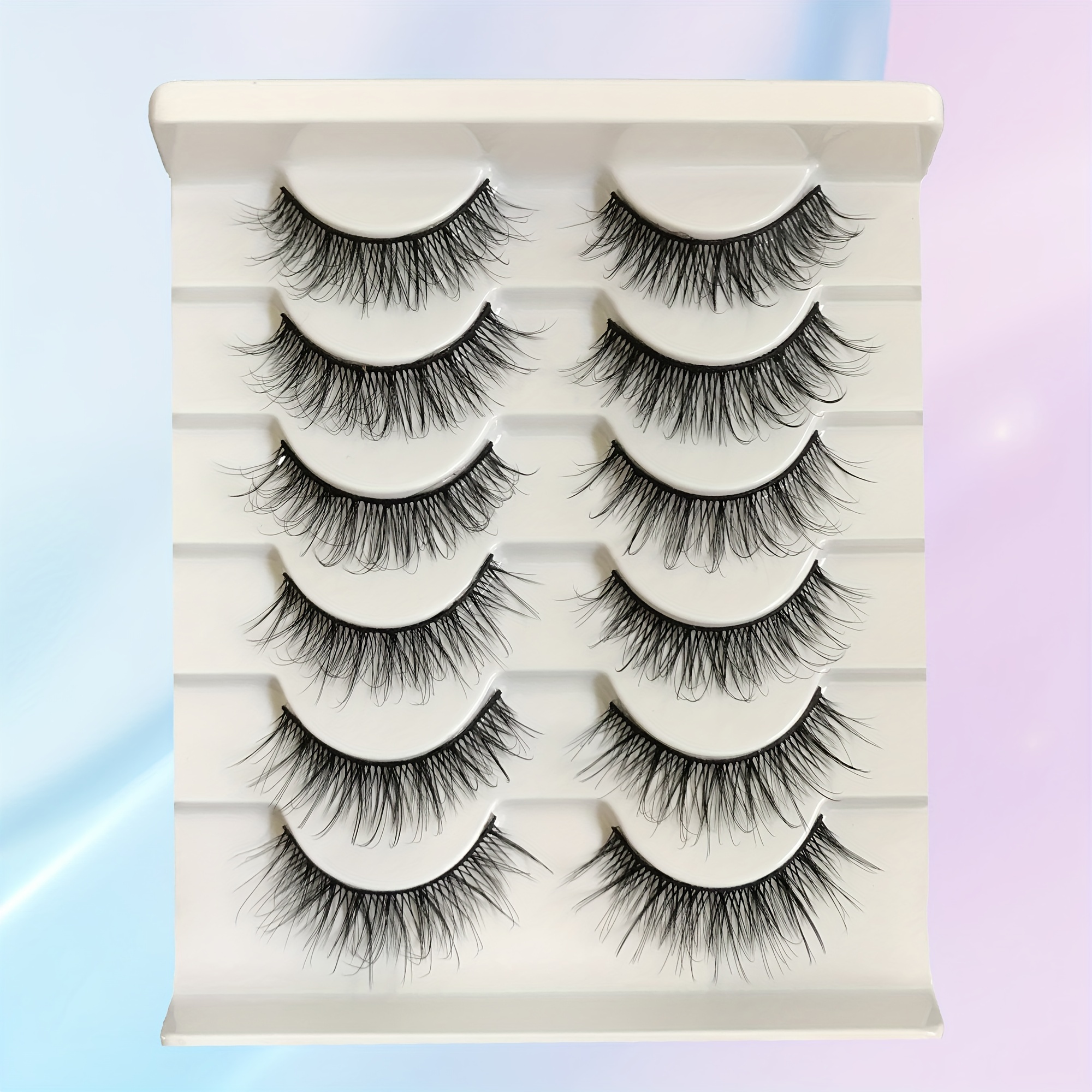 6 Pairs Cat Eye False Eyelashes Natural 3D Ultra Lightweight Faux Mink