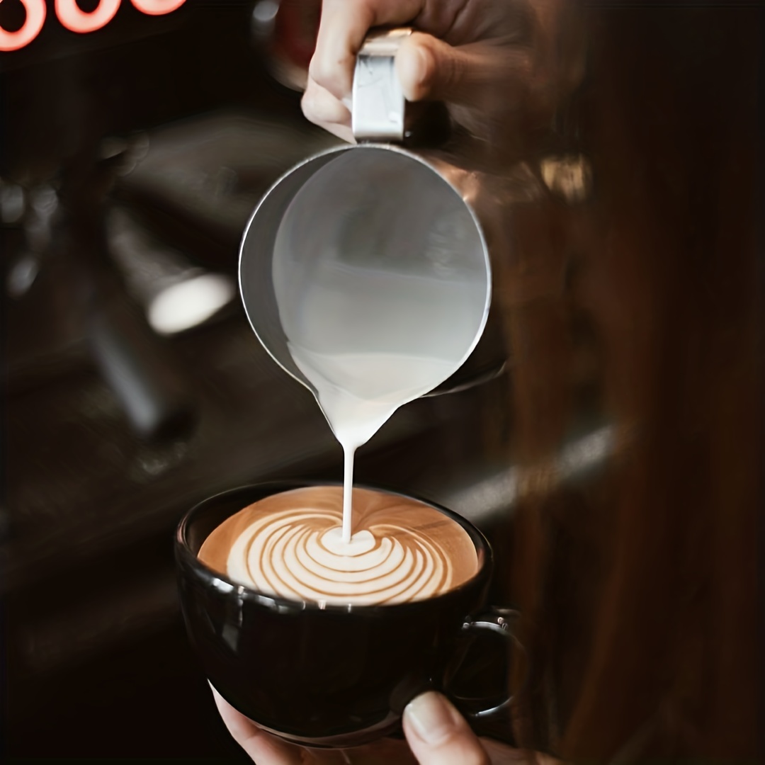 Jarra de espuma de leche, accesorios para café expreso, jarra de leche al  vapor, jarra de acero inoxidable, café con leche, máquina de café con  leche