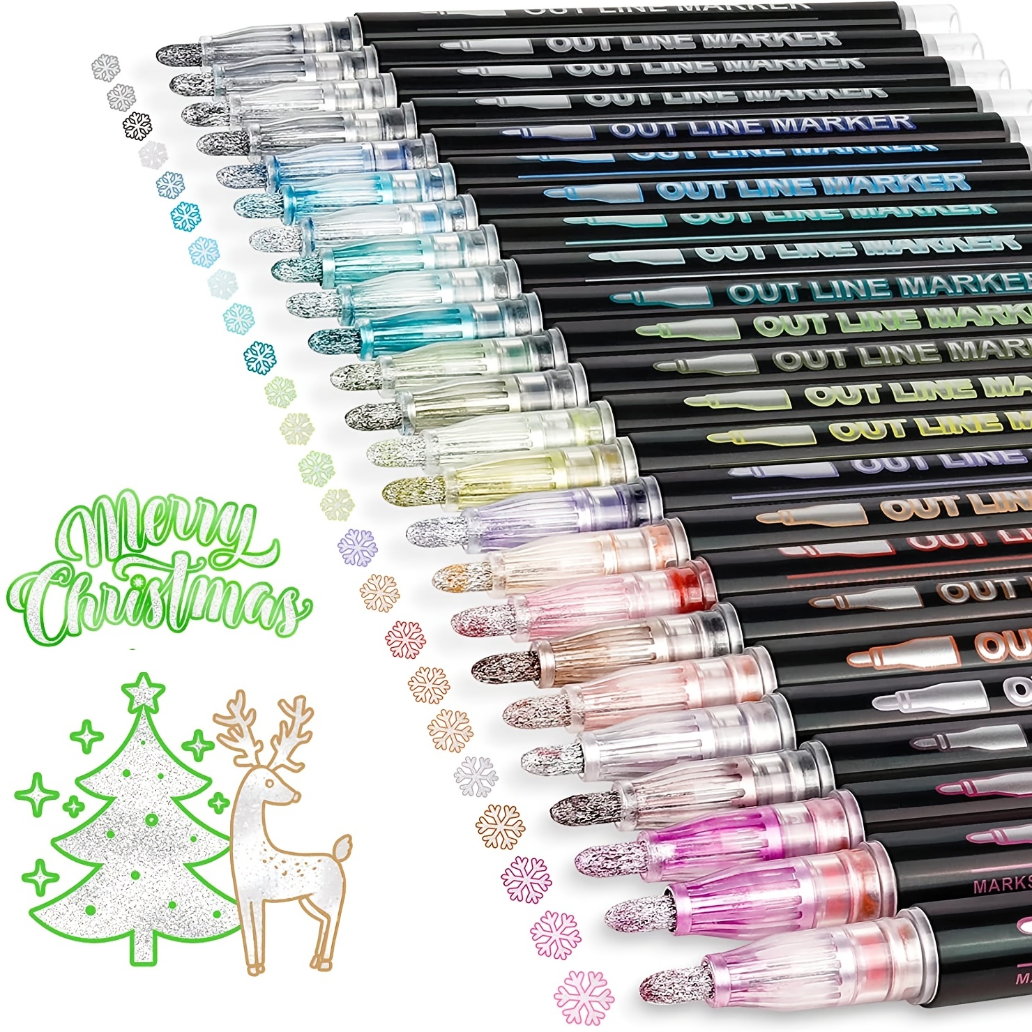 12 color Shimmer Outline Markers Set Perfect For Kids Ages 8 - Temu Canada
