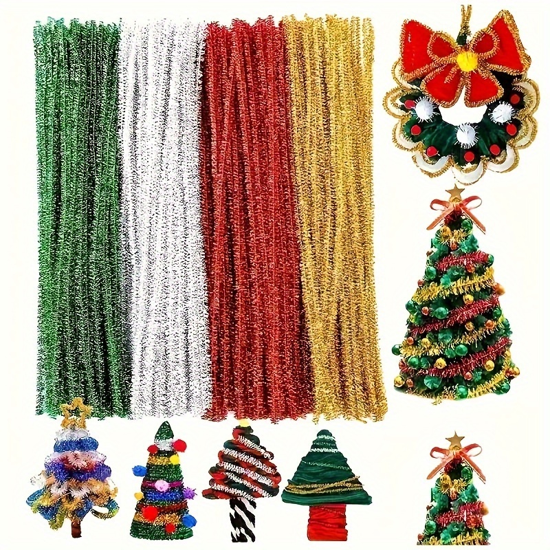 Glitter Chenille Stem Plush Wire Stem Christmas Diy Craft - Temu