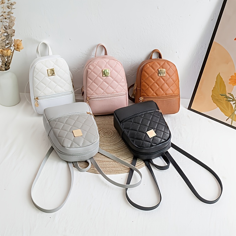Stylish Argyle Quilted Mini Backpack for Women