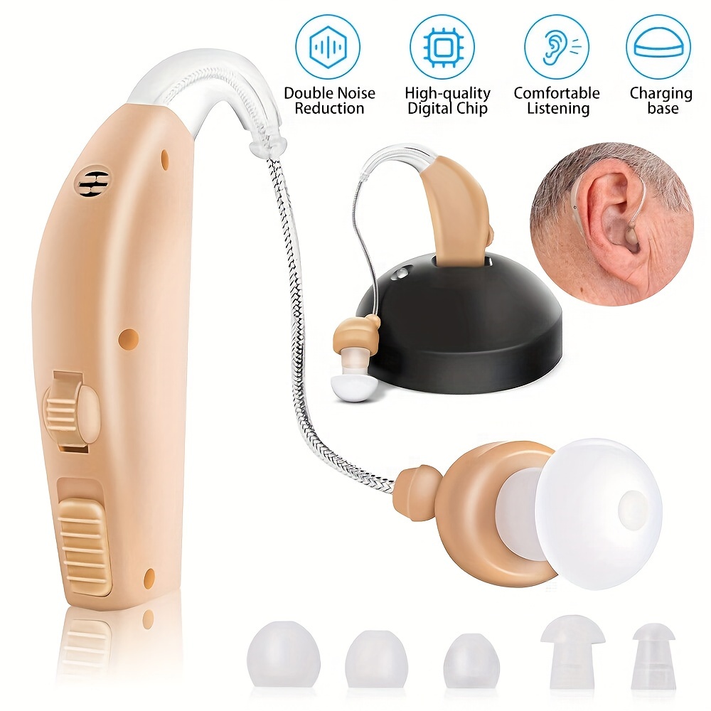 Hearing Aid for Seniors and Adults, Digital Hearing Amplifier with  Adjustable Volume and Noise Reduction, 500 Hours Per Battery Life and  Hearing Aid