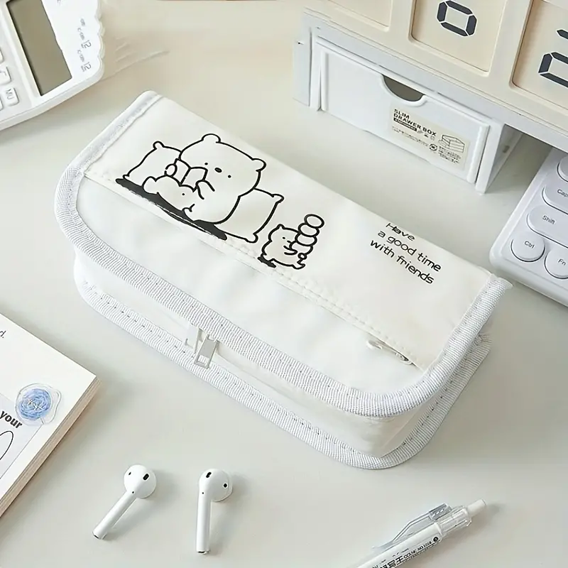 1pc Kawaii Pencil Case, Cute Cartoon Print Pencil Bag, Large Capacity  Student Stationery Storage Box, Durable Pencil Pouch, Aesthetic Pencil  Organizer