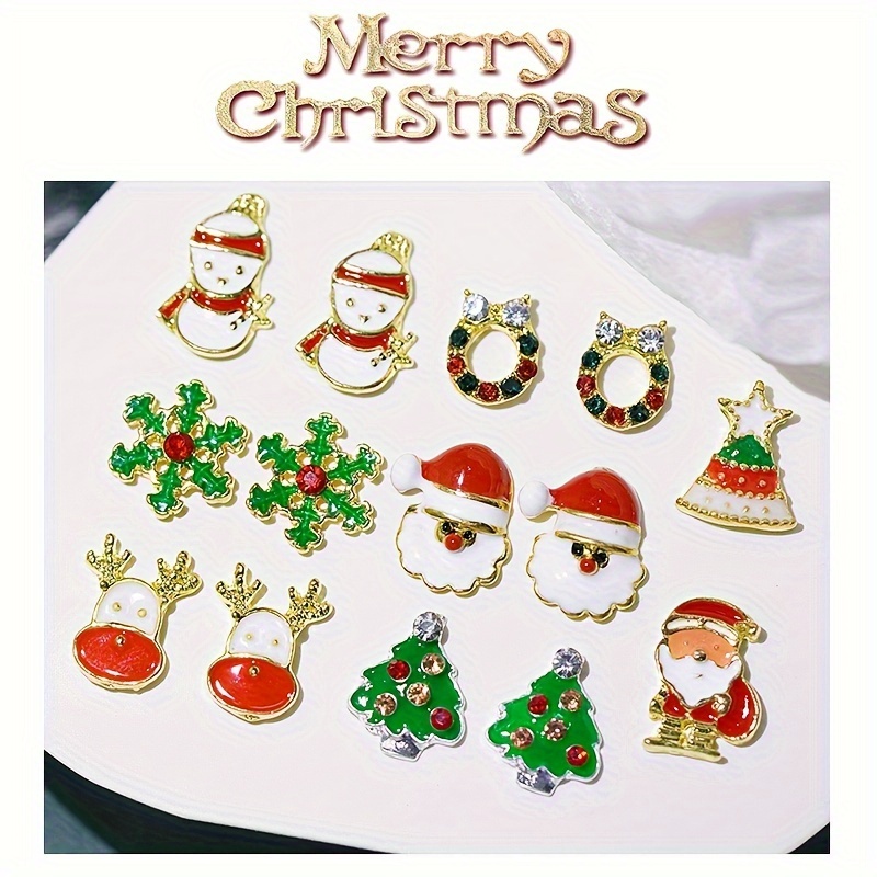 Qisuw Christmas Nail Rhinestones,3D Nail Charms Santa Claus Nail