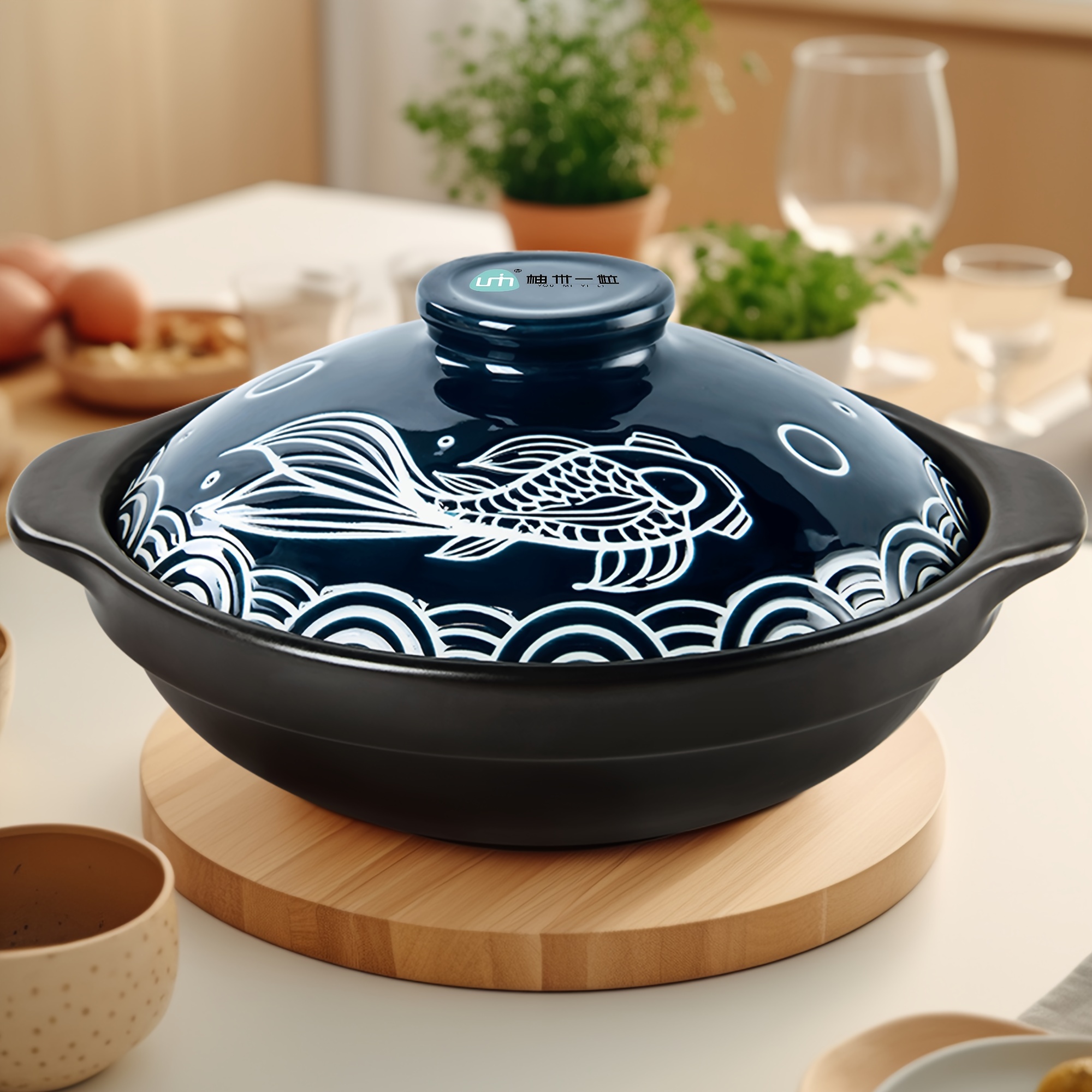 Hot Sale Japanese Style Restaurant Blue Pattern Clay Cooking Pot Ceramic  Casserole Terracotta Pot - China Clay Pot and Ceramic Soup Pot price