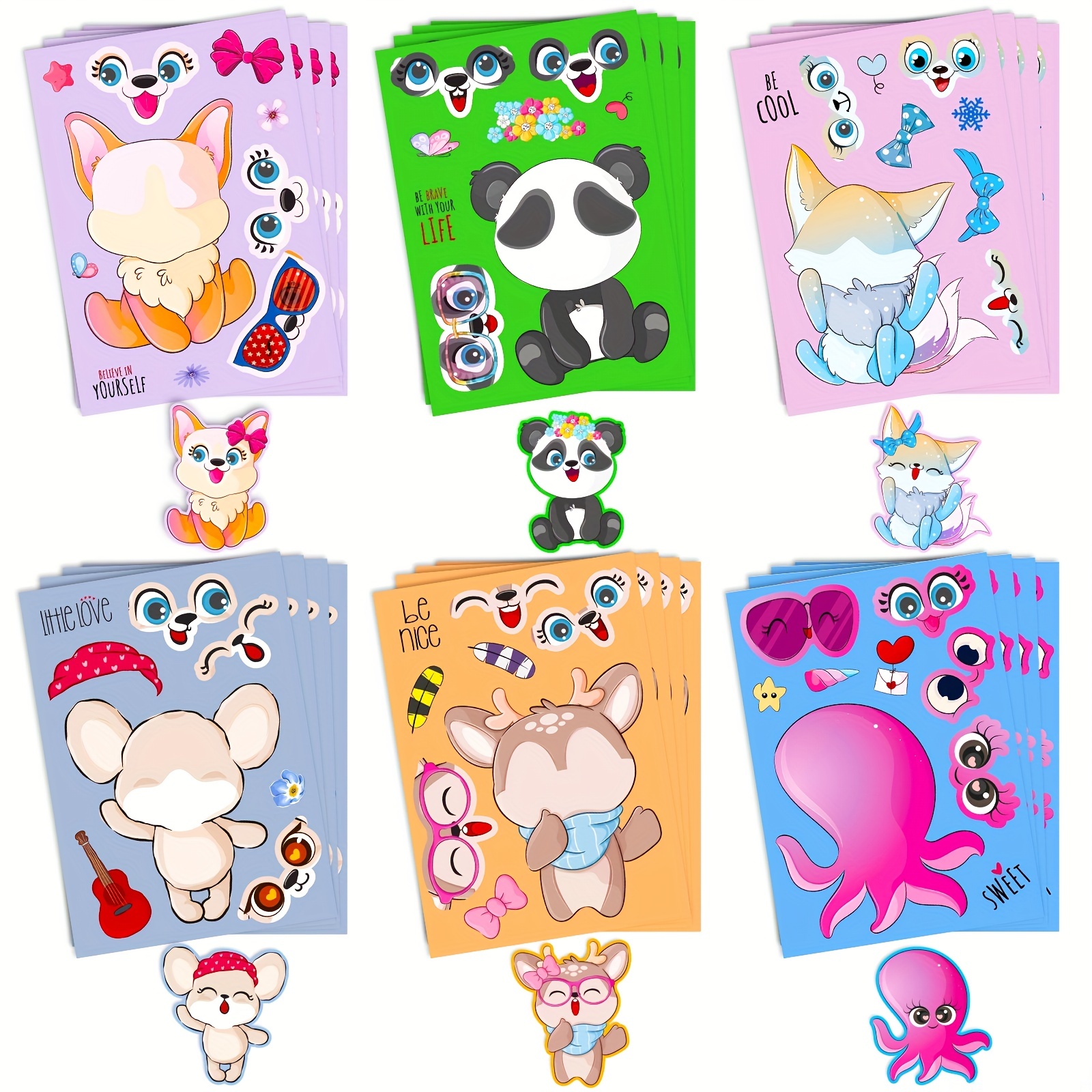 Animals Stickers For Kids Toddlers Make A Face Stickers For - Temu
