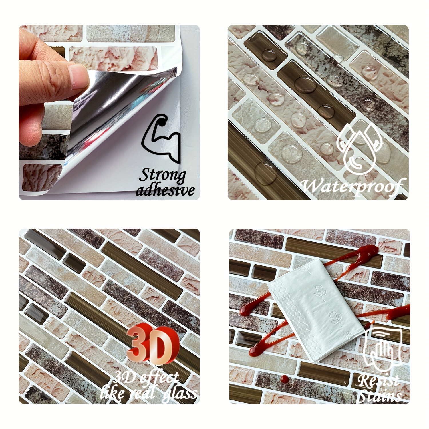 10 Piezas Mosaico 3d Peel And Stick Tile Backsplash - Temu