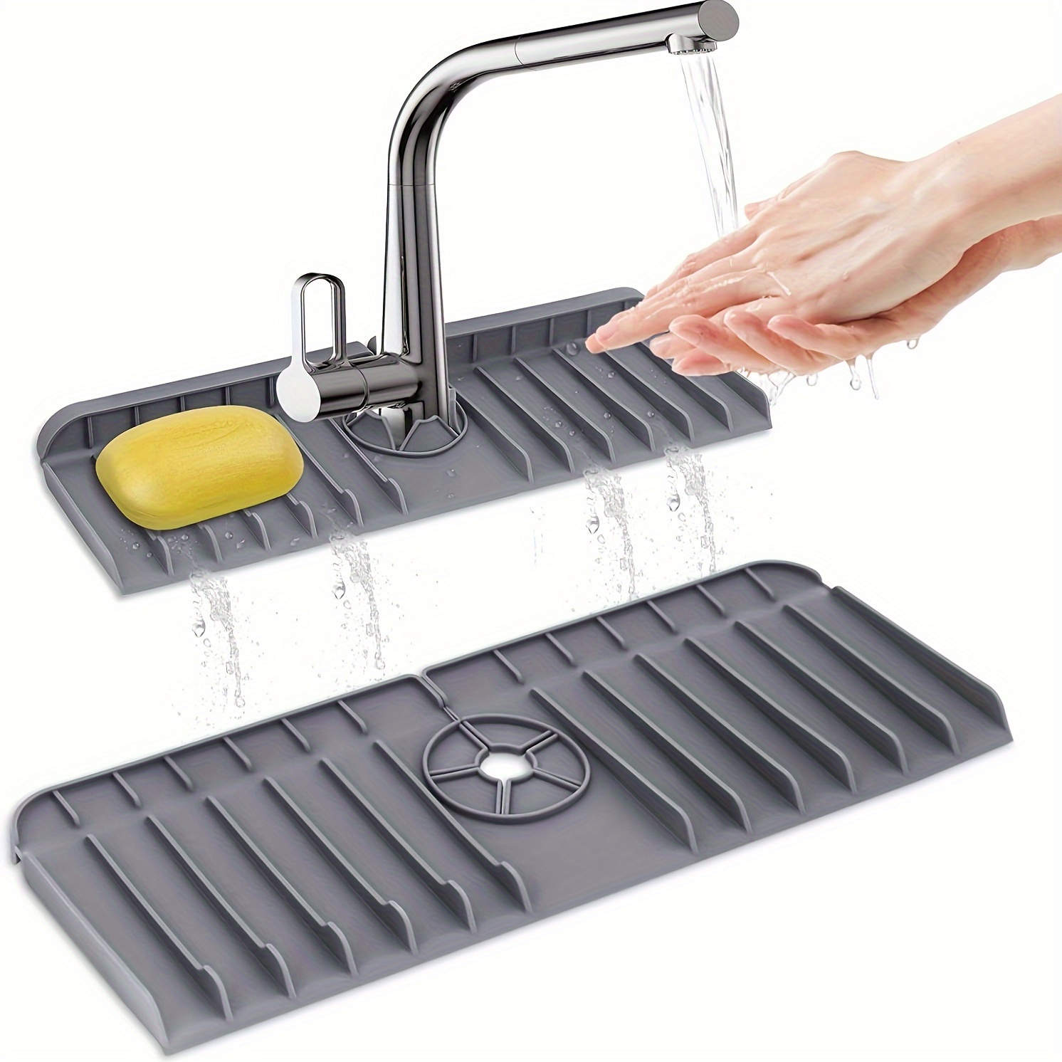 Plateau Anti-Gouttes pour Poignée de Robinet, Tapis de Robinet en Silicone  pour évier, Tapis de Séchage, Tapis de Séchage Multifonctionnel pour  Cuisine, Salle de Bain, Restaurant (Noir)