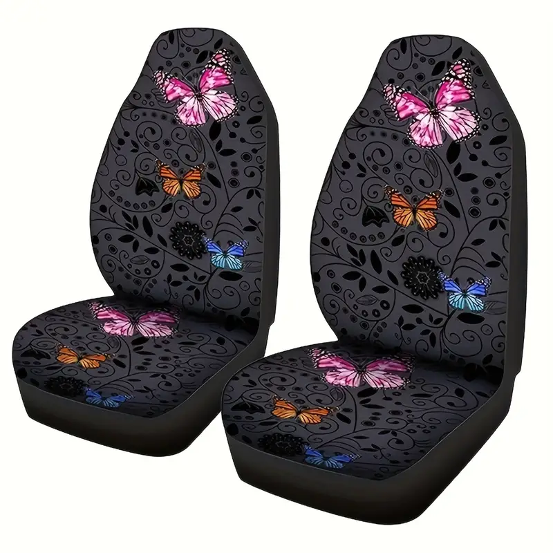 Butterfly Print Car Seat Covers, Universal Fit Car Seat Covers For Front  Seats Only, Automotive Bucket Seat Cushion Pad - Temu