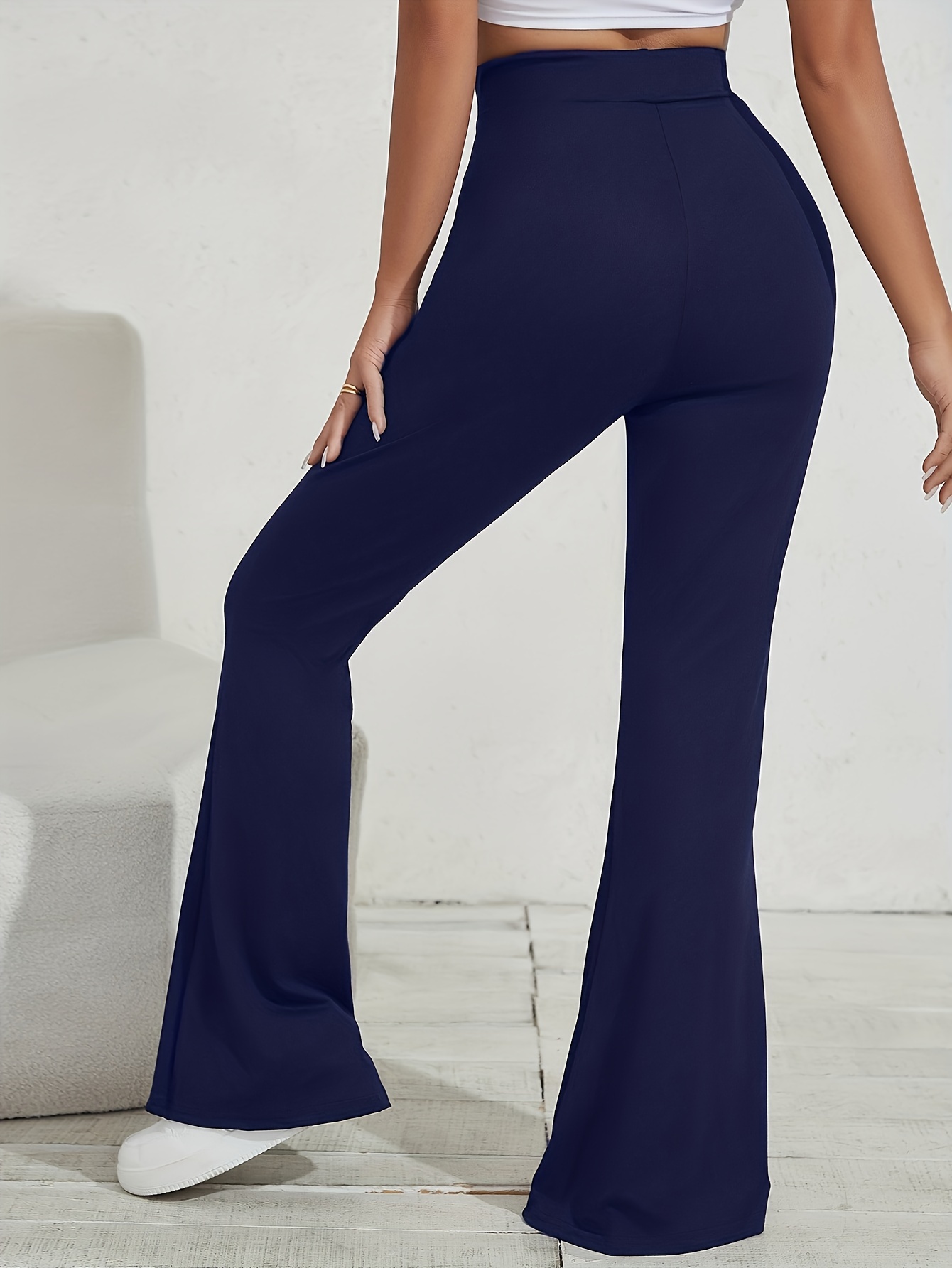 Womens Navy Blue Boutique Flare Pants