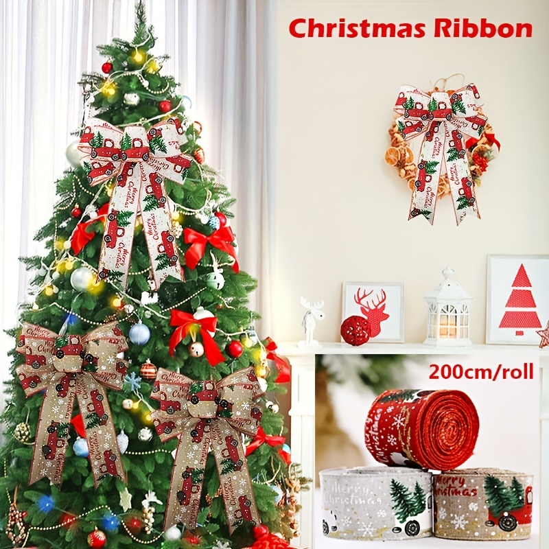Christmas Ribbon Christmas Wired Edge Ribbons Merry - Temu