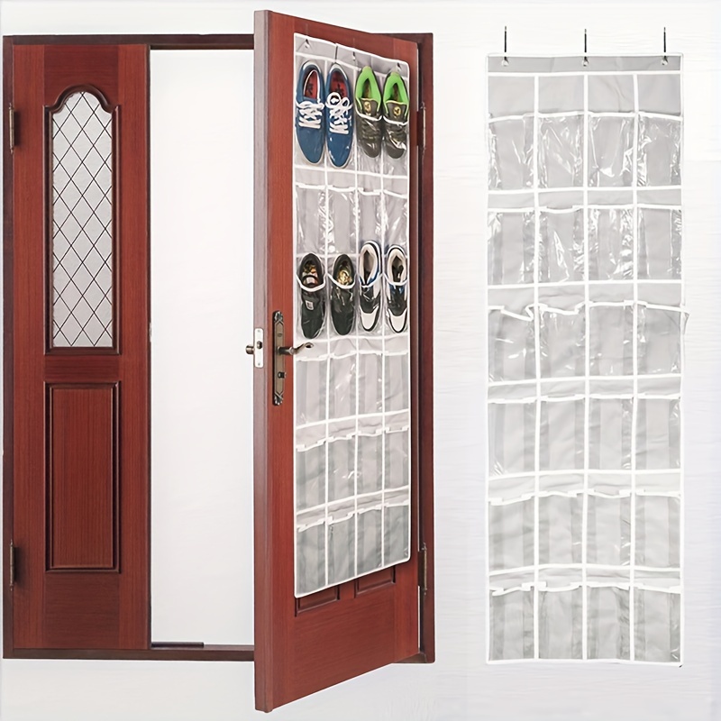 24 Pockets Simple Houseware Clear Over The Door Hanging Shoe - Temu