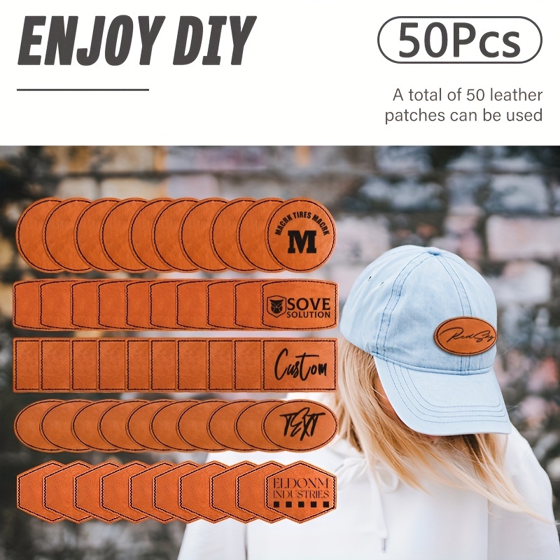 80 Pcs Blank Leatherette Hat Patches with Adhesive 6 Styles Rustic Patches  Laser Supplies Adhesive Leather Hat Patches Laserable Leatherette Patch