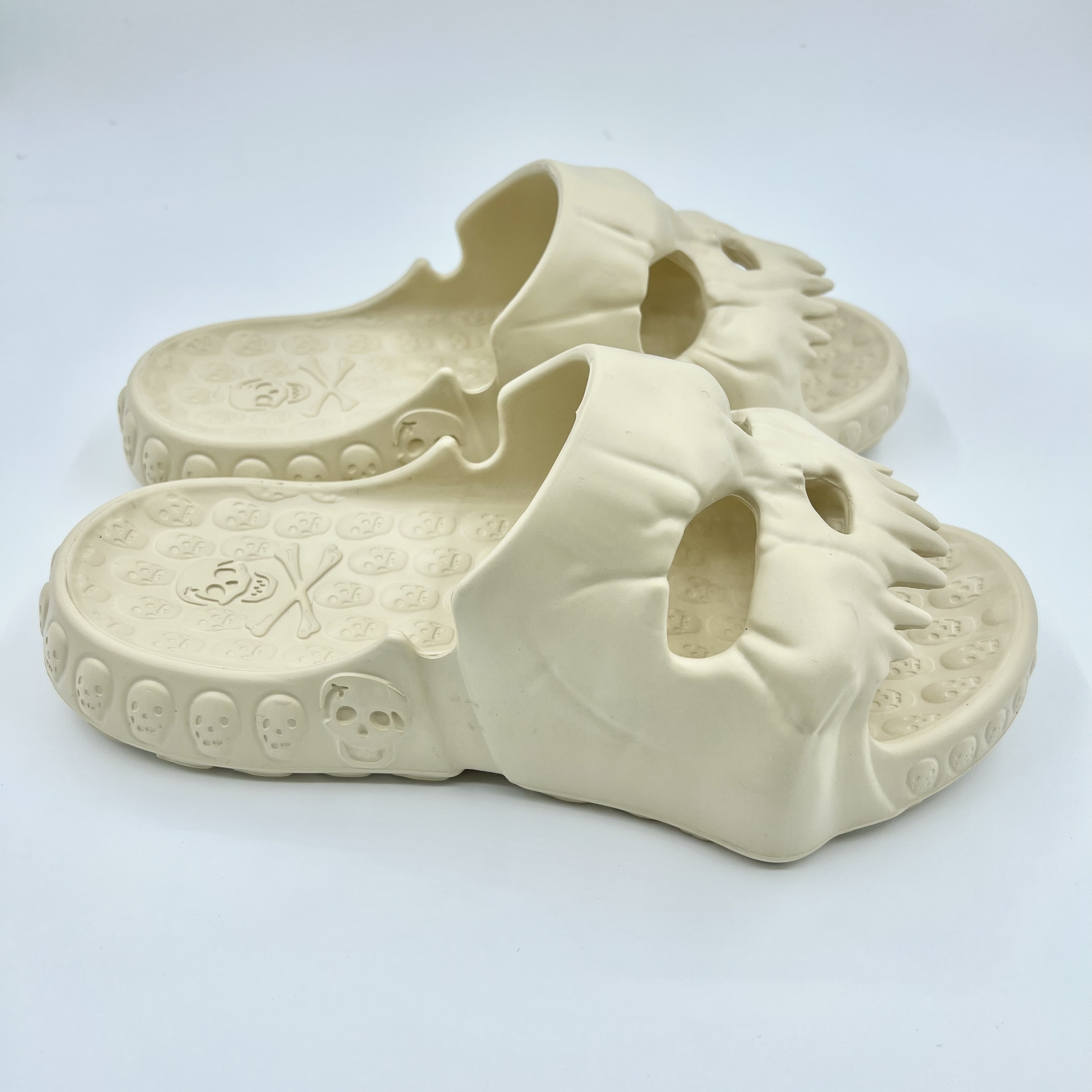 Mens Skull Head Slides Lightweight Non Slip Open Toe Quick Dry Slippers