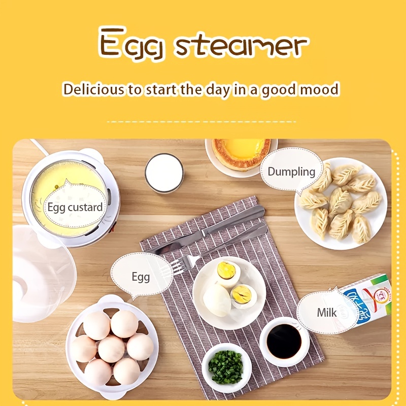 Hervidor de huevos eléctrico,máquina de hacer huevos y cazador furtivo  rápido de doble capa multifuncional,hace rápidamente 14 huevos, para huevos