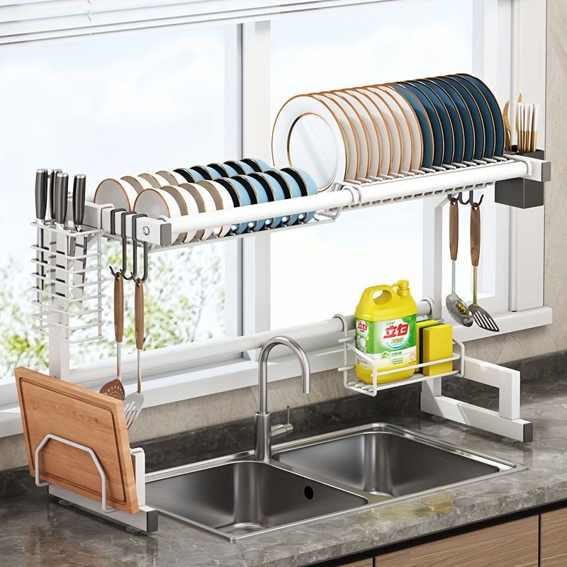Dish Drying Racks, Over The Sink Cutlery Drainer Rack, With Utensil Holder  And Utensil Sponge Holder, Multi-functional Large-capacity Organizer, For  Kitchen Over The Sink, Kitchen Organizers And Storage, Kitchen Accessories  - Temu