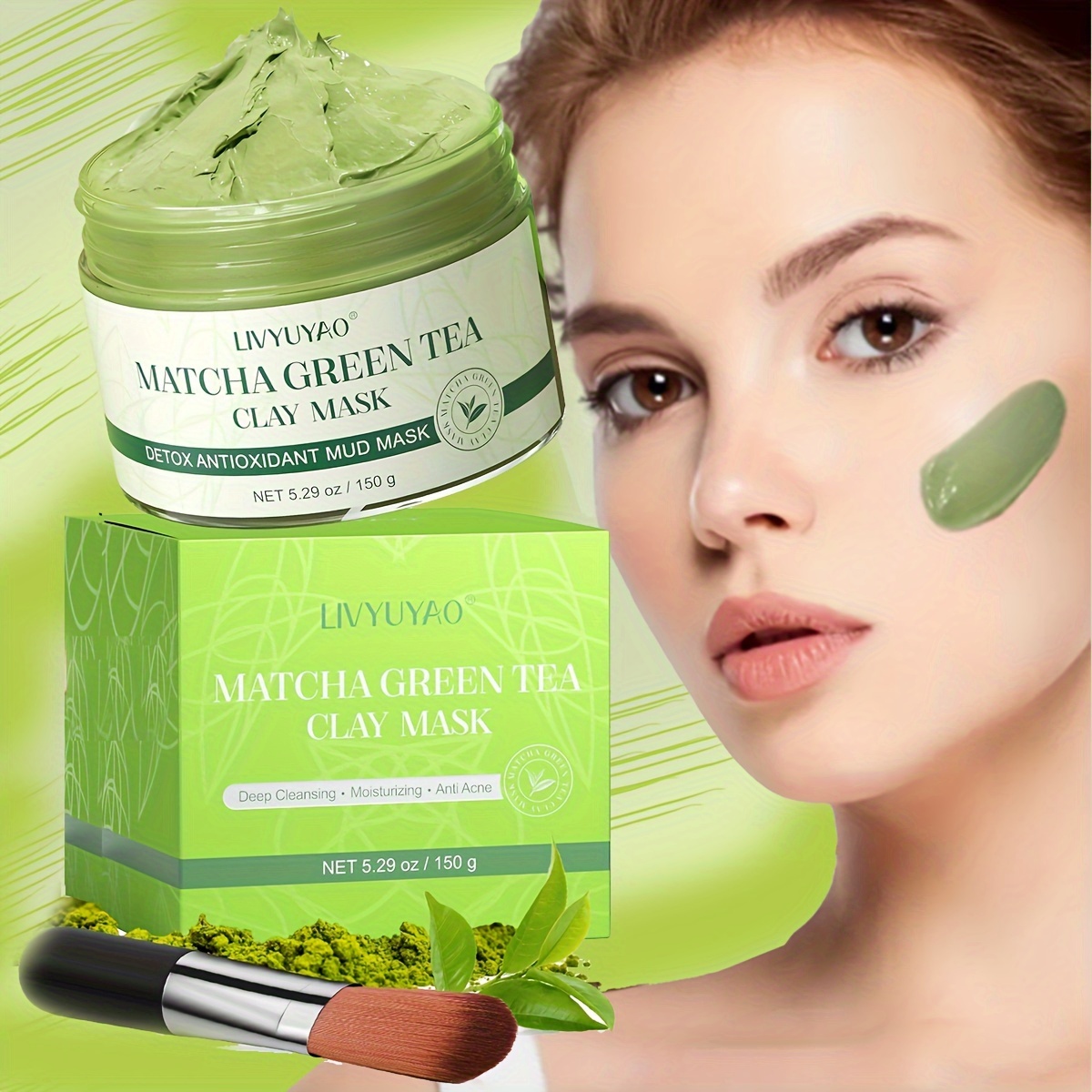 Mascarilla de limpieza de té verde, palo de limpieza de puntos negros,  aplicar hidratante, acné, encoge los poros, máscara de Limpieza Profunda,  40g - AliExpress