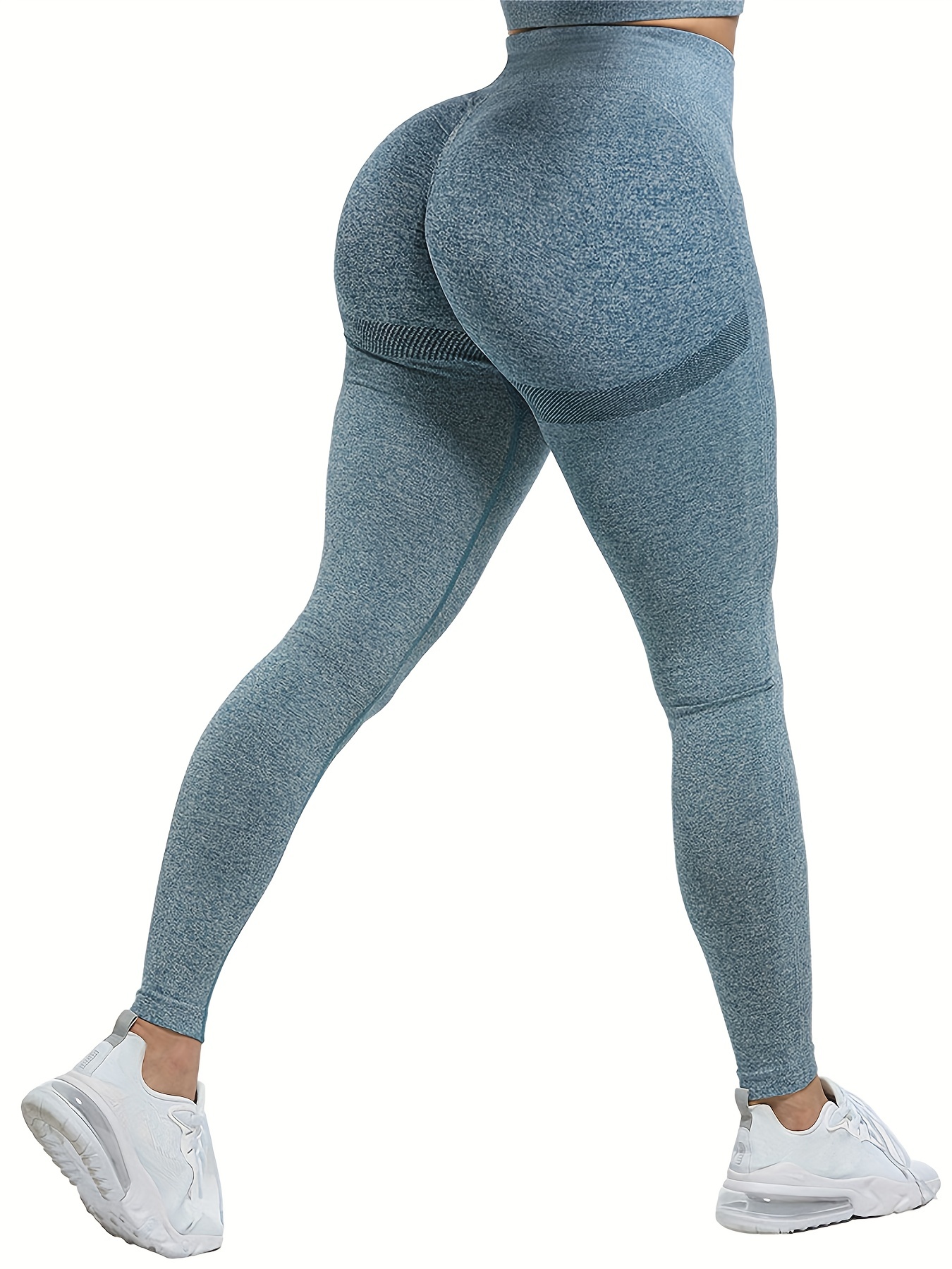 Leggings Yoga Lisos Elásticos Elevación Cadera Pantalones - Temu
