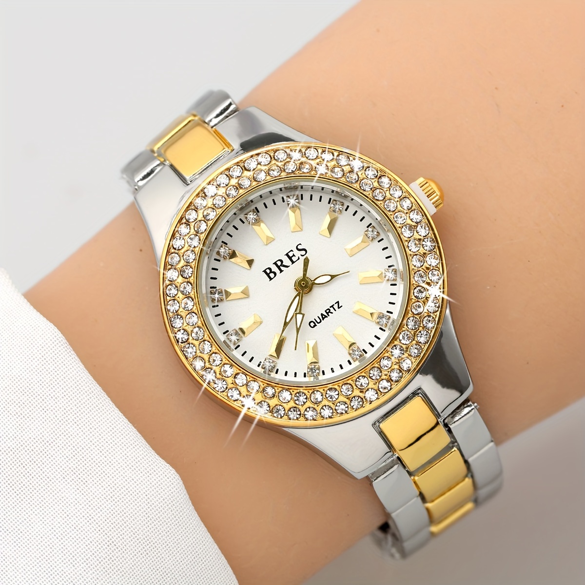Reloj De Mujer Con Diamantes De Imitación, Correa De Acero Resistente Al  Agua A La Moda, Reloj De Mujer Con Doble Broche, Reloj Exquisito Para Mujer