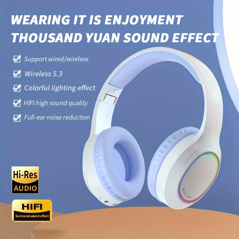 Light Emitting Wireless Headphones Colorful Led Lights Temu