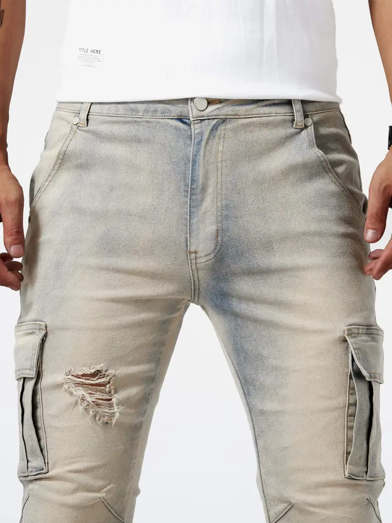 Slim Fit Street Pocket Multi - Temu Germany Casual High Style Herren Jeans