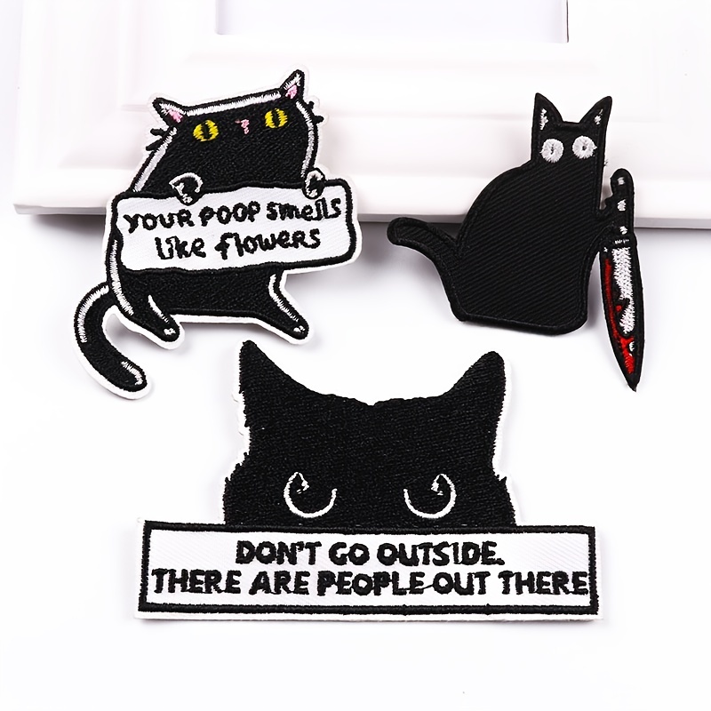 2pcs/Set Embroidered Clothing Patches, Iron-On Cat Shaped Cloth