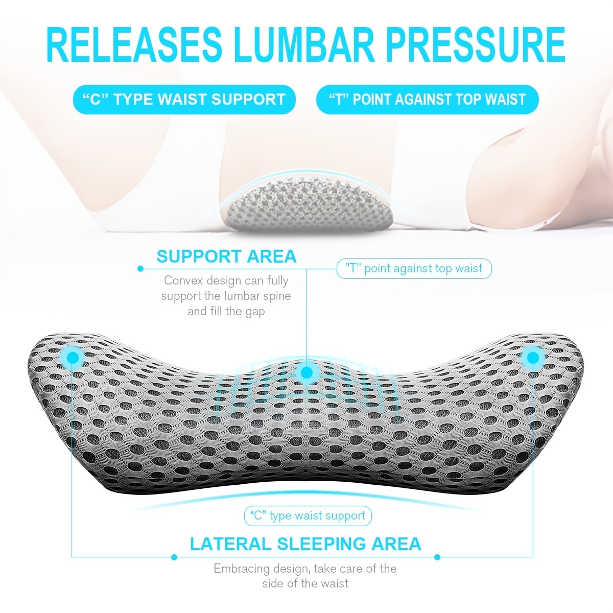 Cozyhealth Lumbar Support Pillow for Sleeping Memory Foam Back Lumbar  Support Cushion for Lower Back Pain Relief, Back Support Bed Pillow Waist