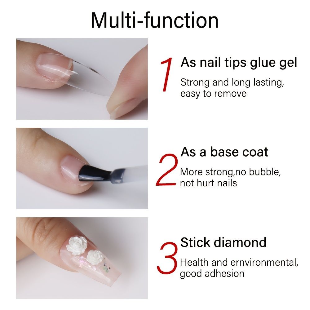 Nail Glue Gel Easy Nail Extension Gel Long Lasting Nail Glue For False Nail  Tips And Acrylic Nails Curing Needed - Beauty & Personal Care - Temu