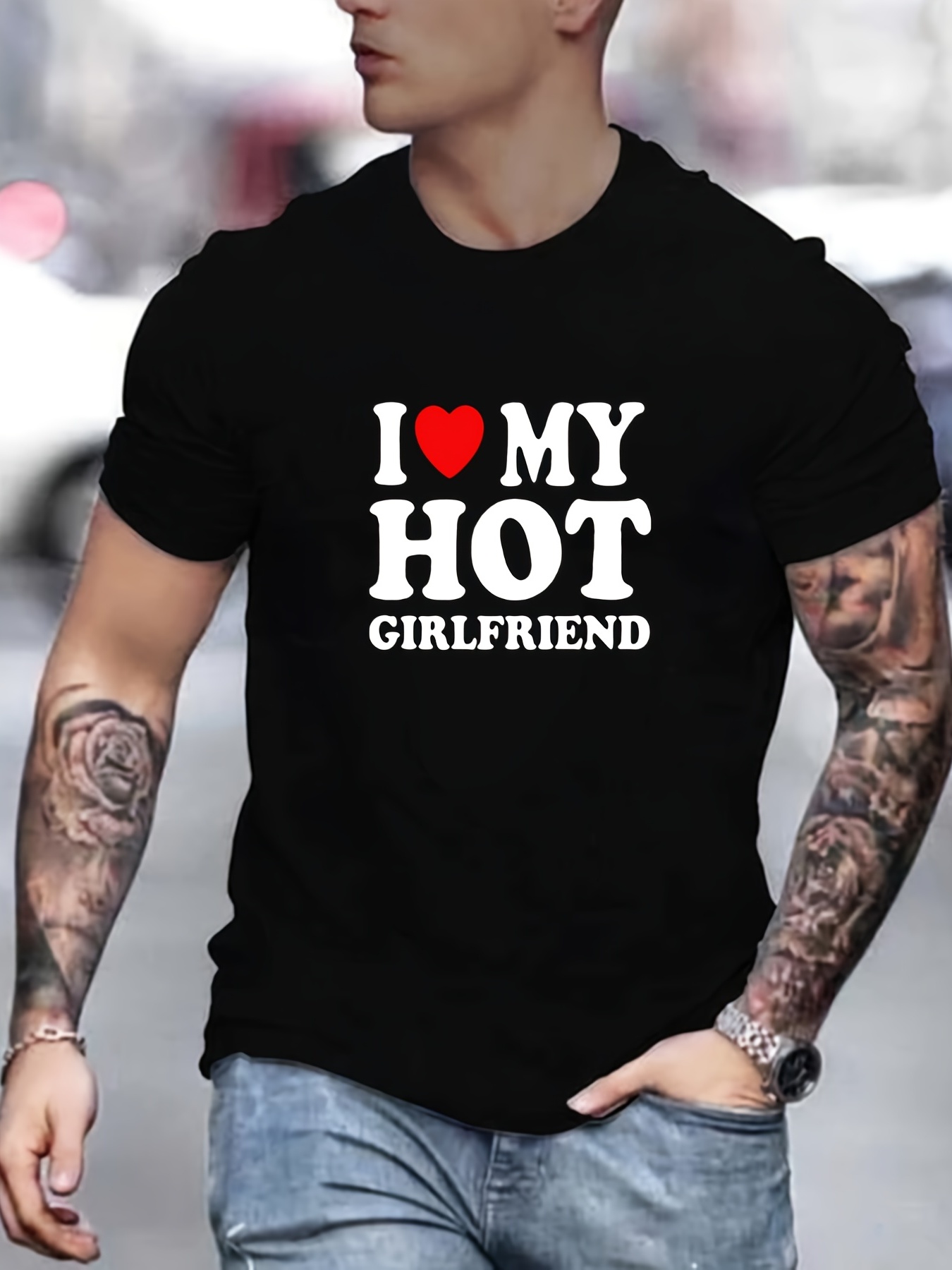 i Love My Hot Girlfriend Print Comfy Shorts Men's Casual - Temu