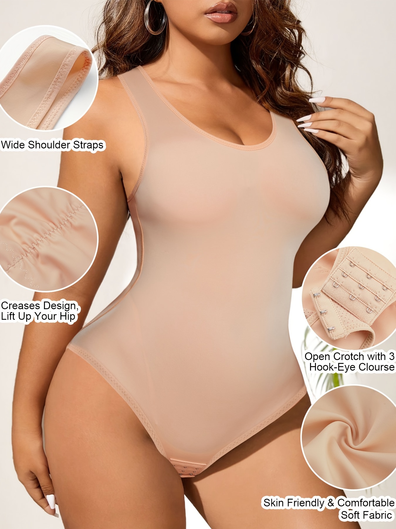 Gotoly Bodysuit Womens Medium Nude Shapewear Tummy Control Waist Trainer 10  / 12