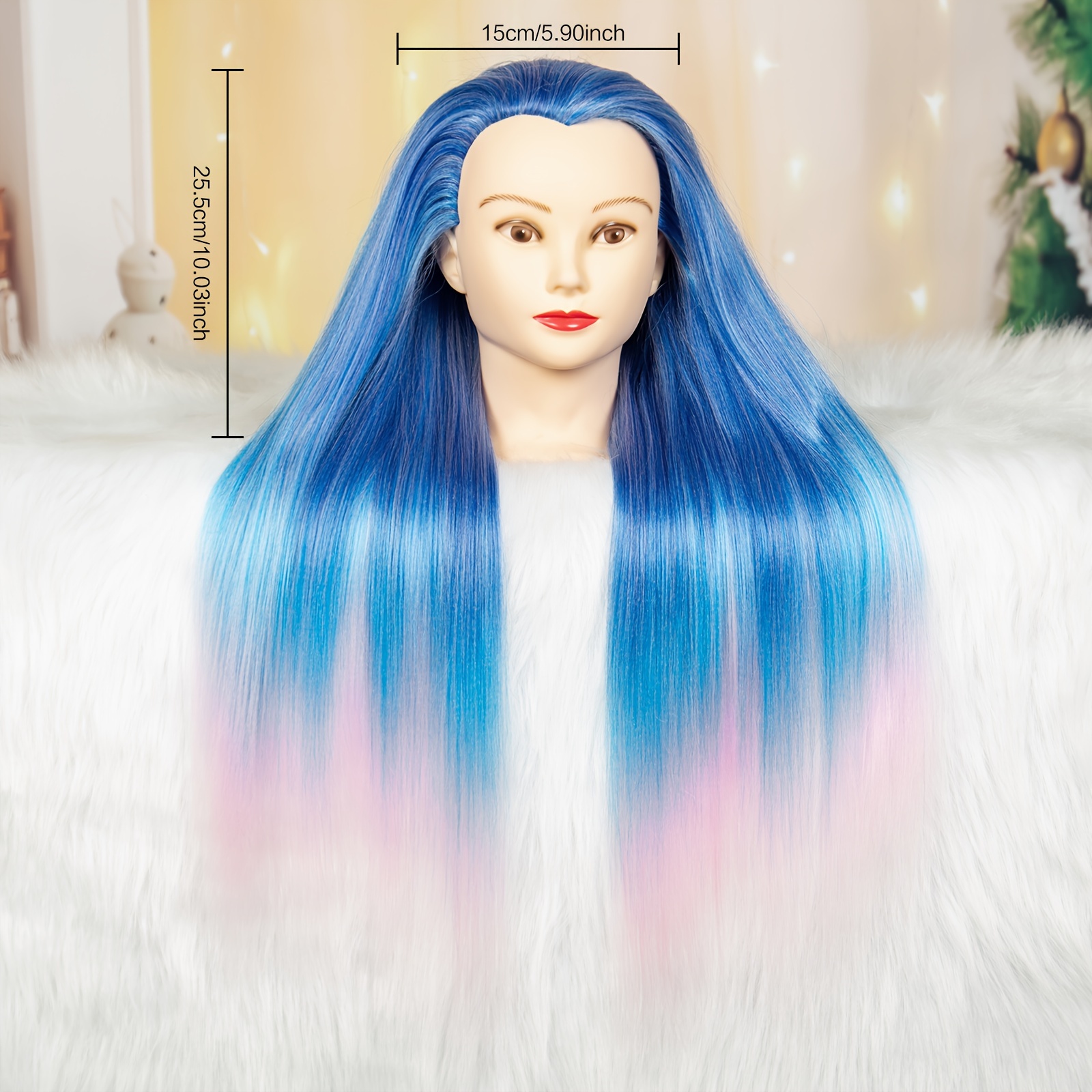 Premium Mannequin Head With Rainbow Color Straight Hair - Temu