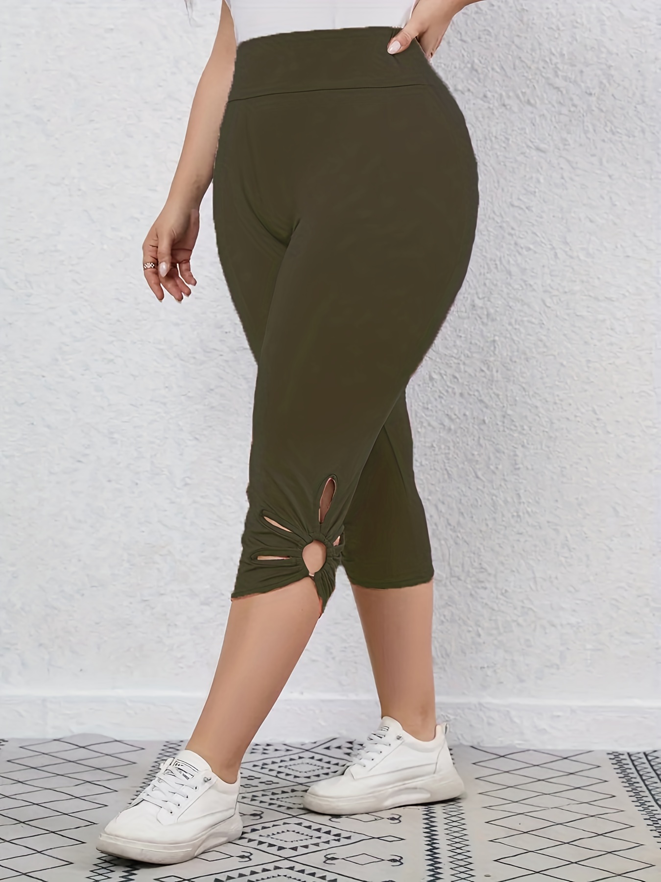 Ring Linked Skinny Capris Leggings for Women