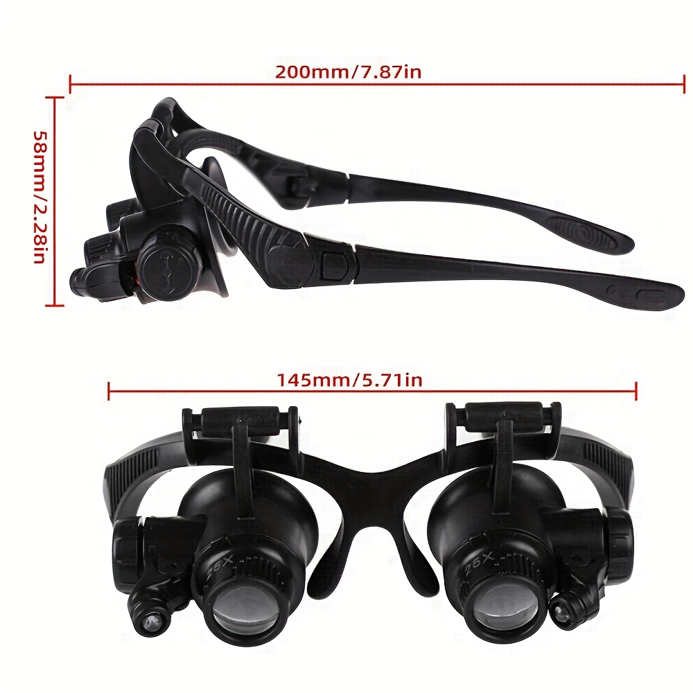 Magnifying Glasses 10X 15X 20X 25X Double Eye Glasses Loupe Head Wearing Magnifying  Glasses Headset With LED Light For Watch Repair Jewelery 230719 From Yao07,  $22.36