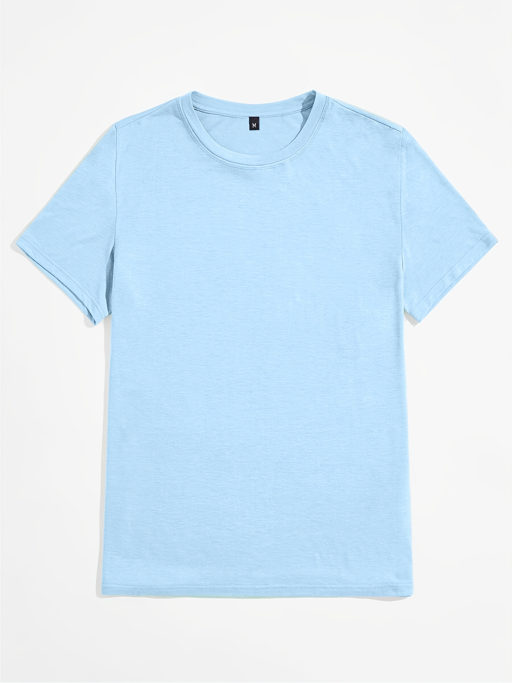 Camiseta Diaria De Manga Corta Con Cuello Redondo Para Hombre, Informal, De  Color Sólido, Tops Como Regalo