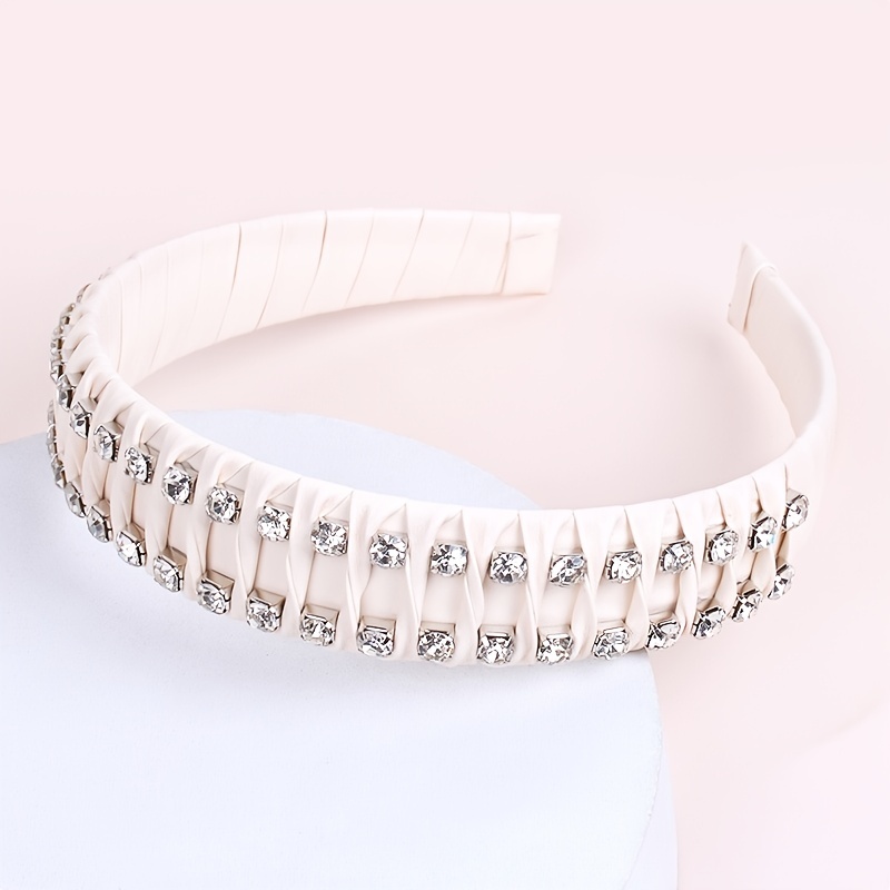 Hand Braided Headband Rhinestone Leather Hairband